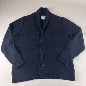 Old Navy Fleece Cardigan Men's Blue Large Grandpa Buttons Shawl Casual Wool Mix
